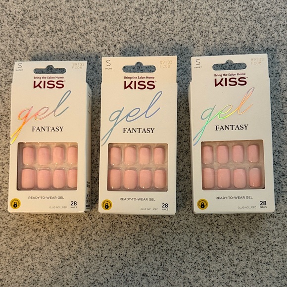 Kiss Other - Kiss Gel pink ready to wear glue included 28 nails soft pink gel fantasy 3 boxes